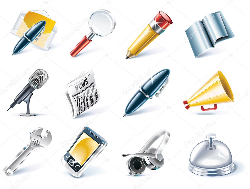 Vector communication and media icon set