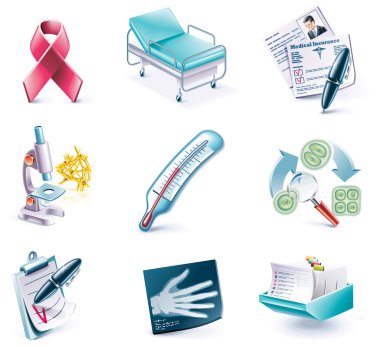 Vector cartoon style icon set. Part 27. Medicine clipart