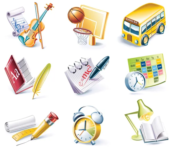 Vector cartoon style icon set. Part 24. School Stock Vector