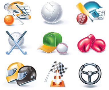 Vector cartoon style icon set. Part 36. Sport clipart