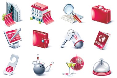 Vector hotel service icon set clipart