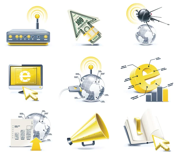 Set di icone di comunicazione vettoriale. Internet, parte 1 — Vettoriale Stock