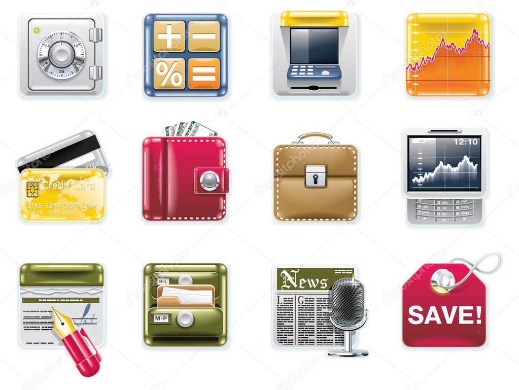 Vector universal square icons. Part 6. Banking