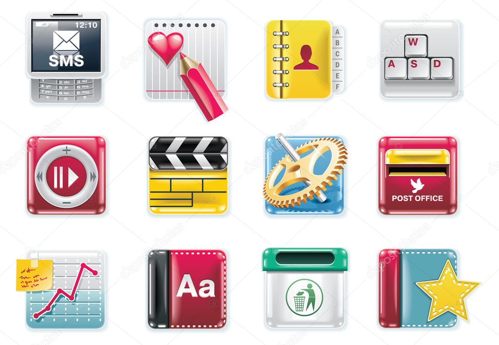 Vector universal square icons. Part 4 (white)