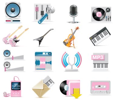 Vector audio and music icon set clipart