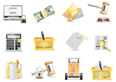 Vector online shopping icon set clipart