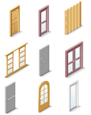 Vector building products icons. Part 3. Doors clipart