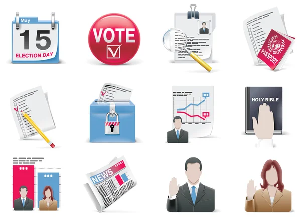Ensemble d'icônes de vote et d'élection — Image vectorielle
