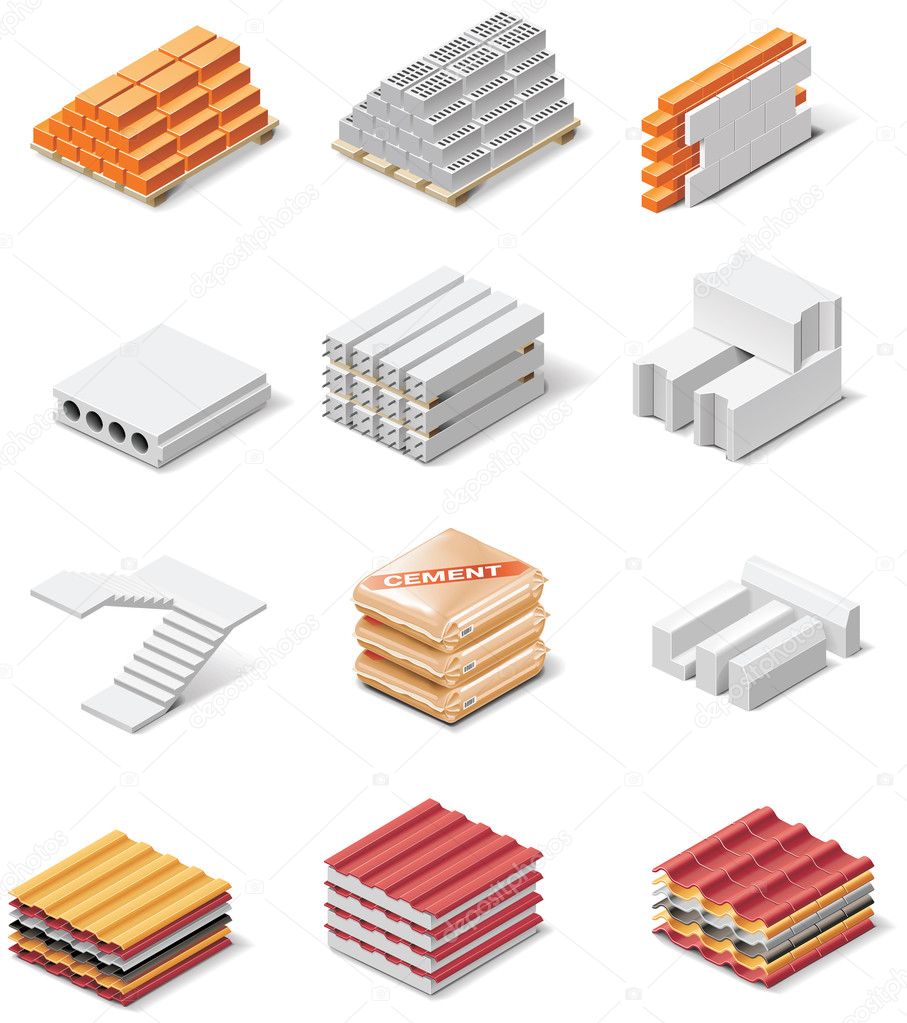 Vector building products icons. Part 1. Concrete