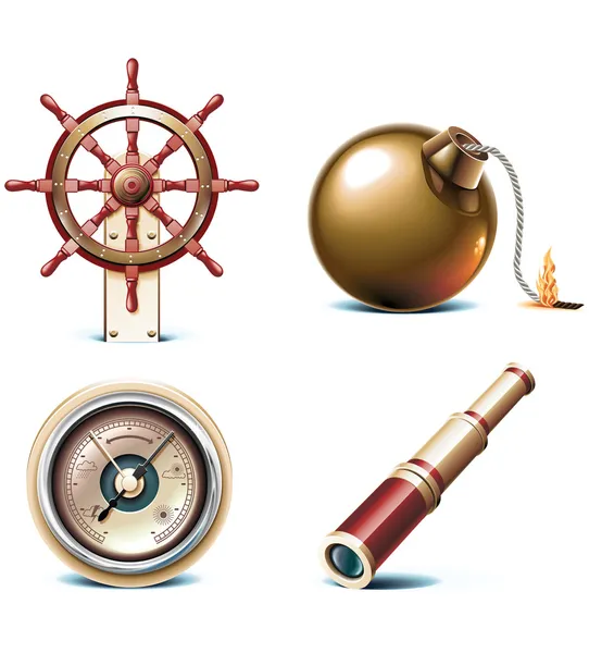 Vektor Meeresreisen Symbole. Teil 3 — Stockvektor