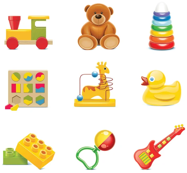 Иконки векторных игрушек. Детские игрушки — стоковый вектор