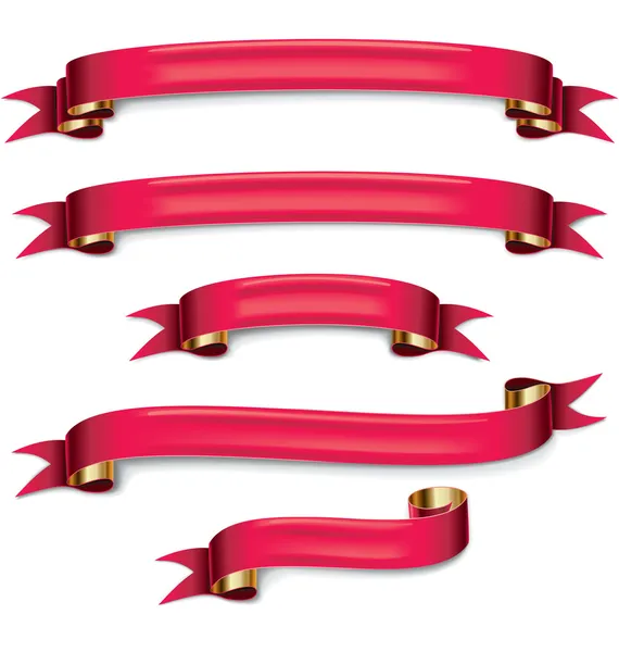 Vector red ribbons set — Stock Vector