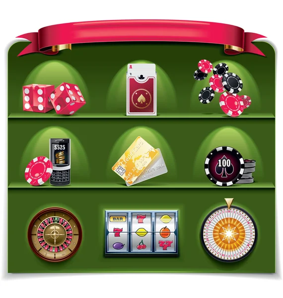 Set di icone del gioco d'azzardo vettoriale. Parte 2 (verde) ) — Vettoriale Stock