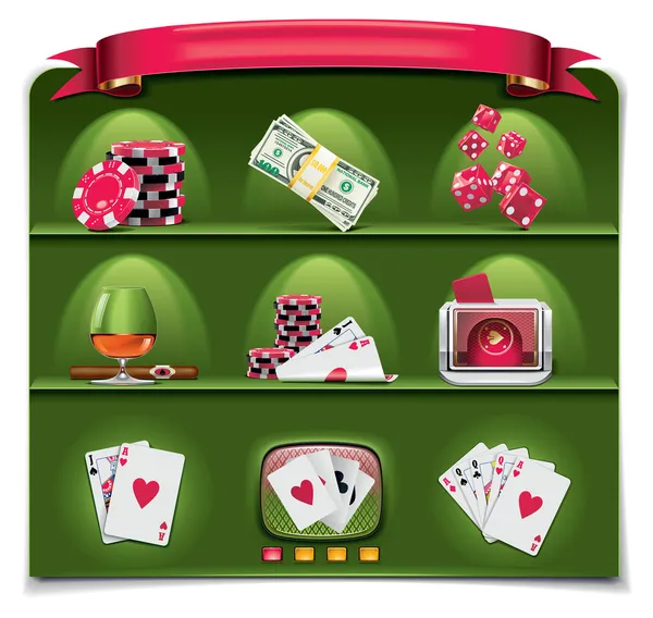 矢量赌博的图标集。第 1 (绿色部分) — 图库矢量图片