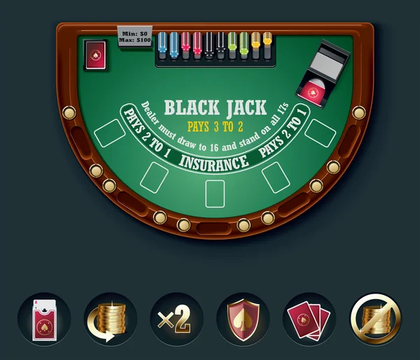 Diseño de mesa de blackjack vectorial — Vector de stock