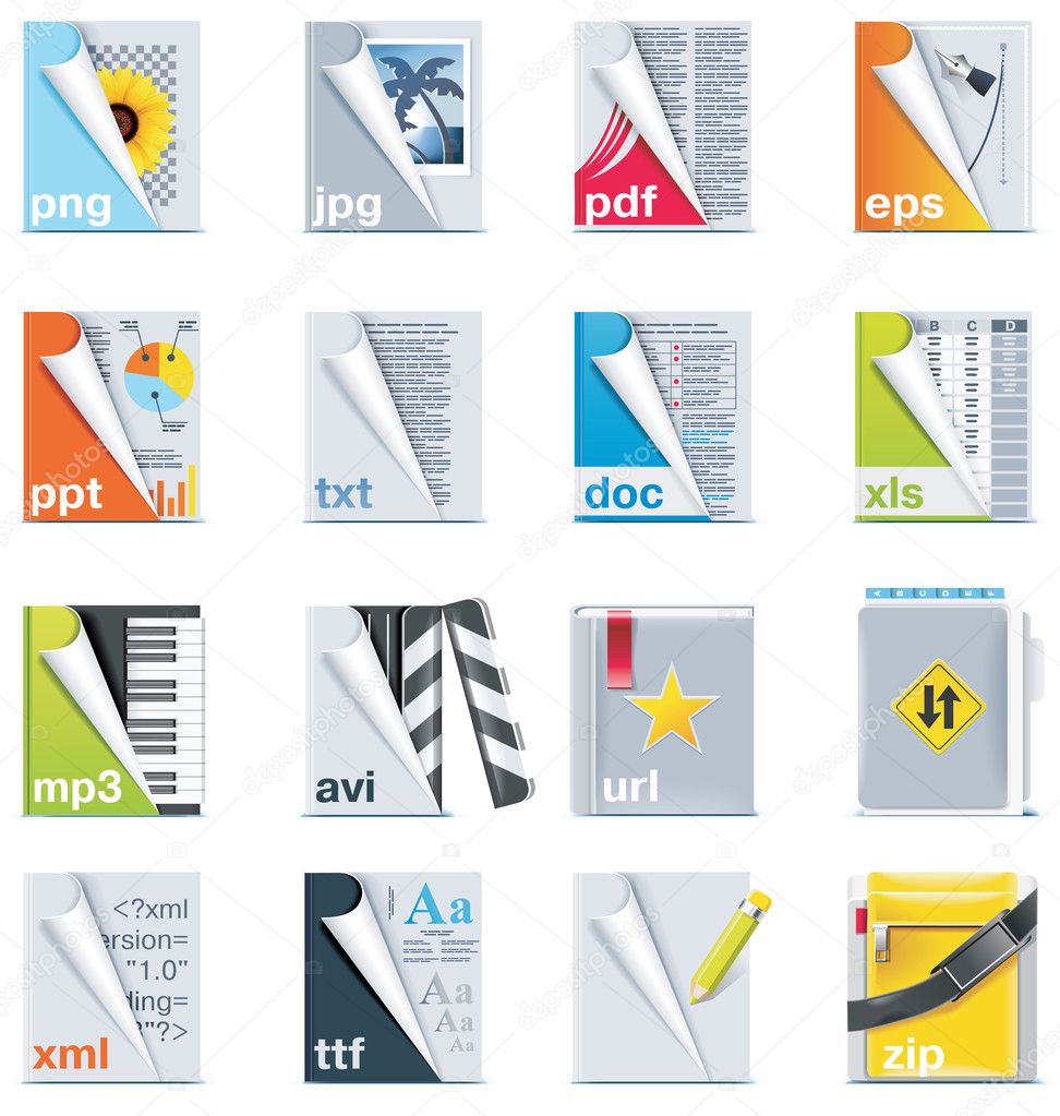 Set of the files and folders icons