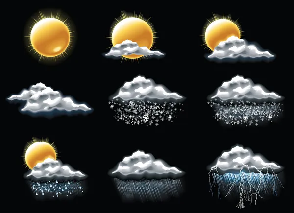 Vector weather forecast icons. Part 1 — Stock Vector