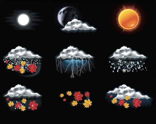 Иконки векторного прогноза погоды. Часть 2 — стоковый вектор