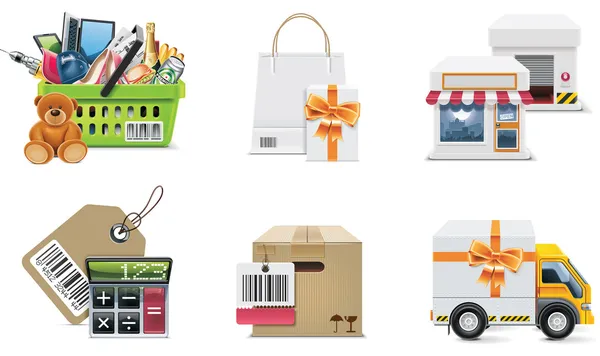 Set di icone ed elementi per lo shopping vettoriale. Parte 2 — Vettoriale Stock
