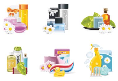 Vector health and beauty supplies icons clipart