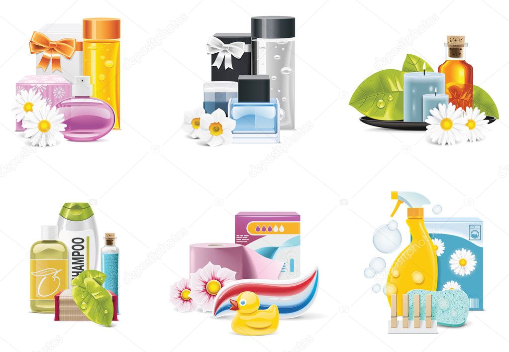 Vector health and beauty supplies icons