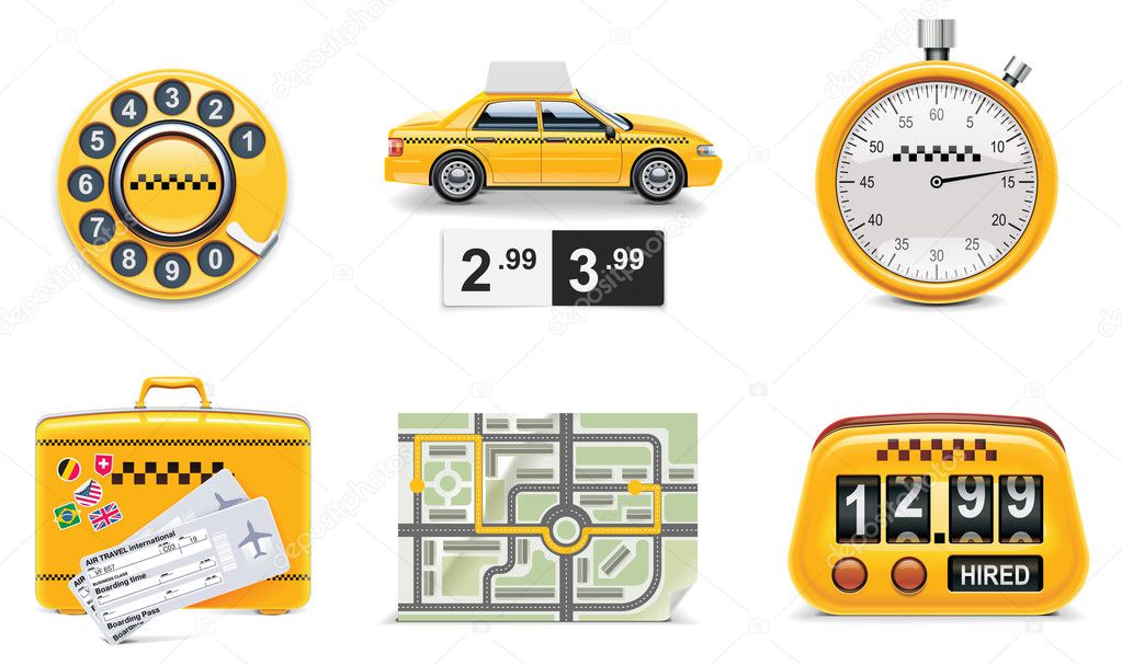 Vector taxi service icons. Part 1