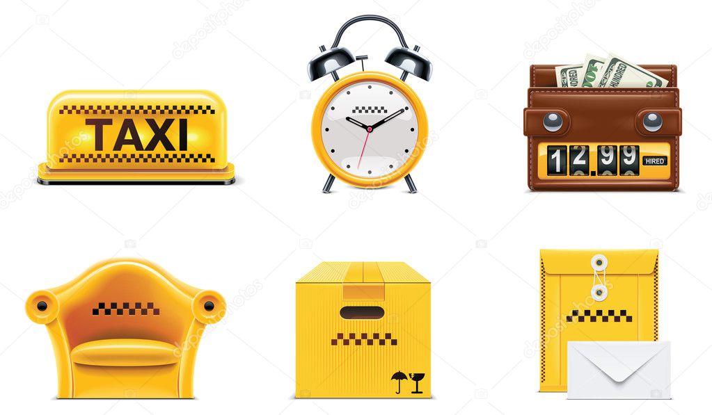 Vector taxi service icons. Part 2