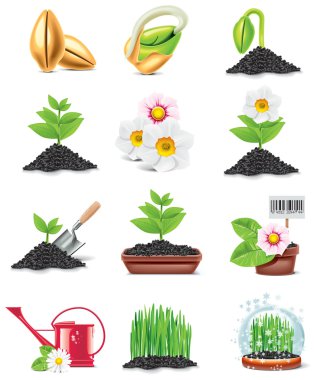 Vector gardening icon set clipart