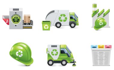 Vector trash recycling icon set clipart