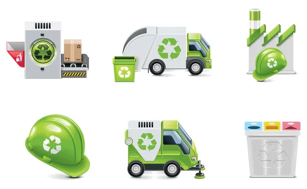 Conjunto de icono de reciclaje de basura vectorial — Vector de stock