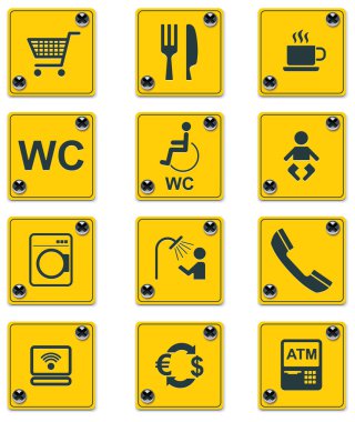 Vector roadside services signs icon set. Part 2 clipart