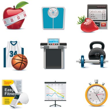 Vector fitness icon set clipart
