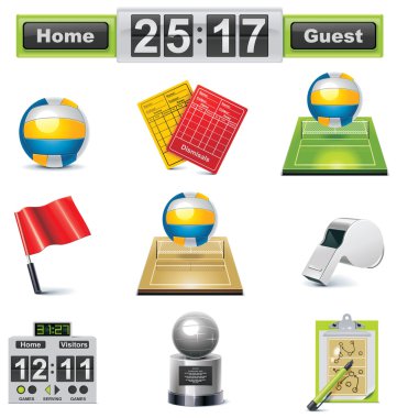 Vector volleyball icon set clipart