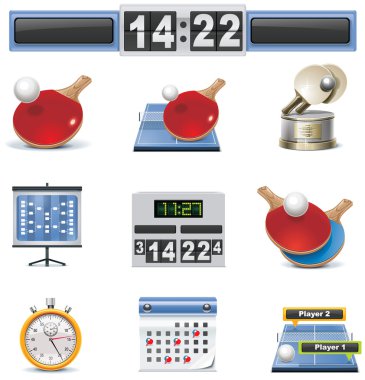 Vector table tennis icon set clipart