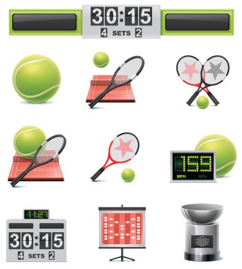 Vector tennis icon set clipart