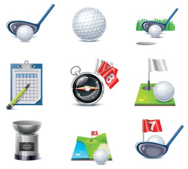 Vector golf icon set clipart