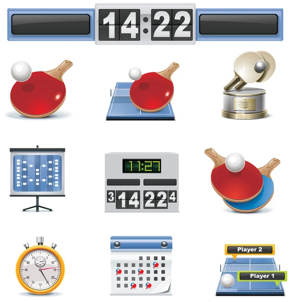 Ensemble d'icônes vectorielles de tennis de table — Image vectorielle