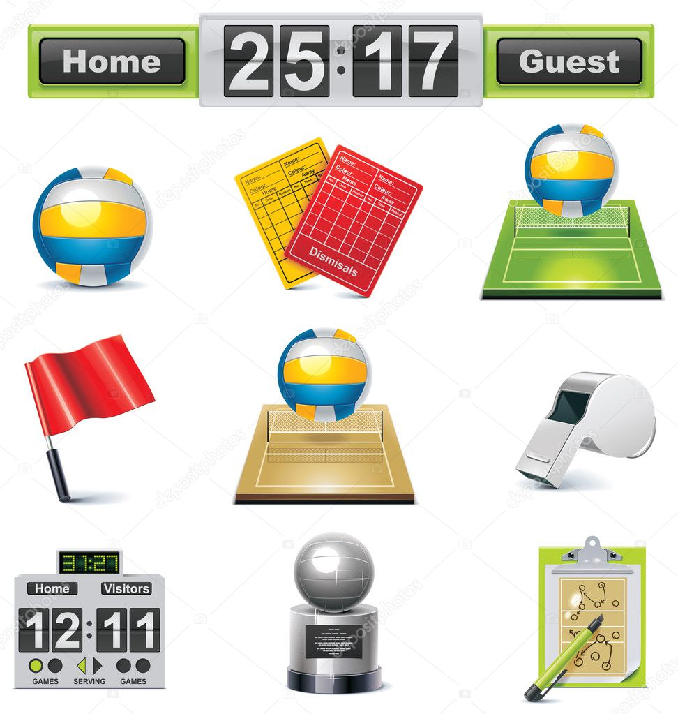 Vector volleyball icon set