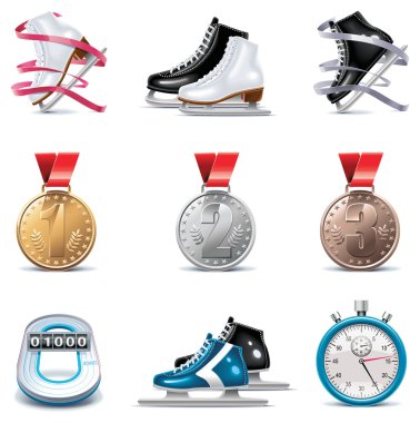 Vector ice skating icon set clipart