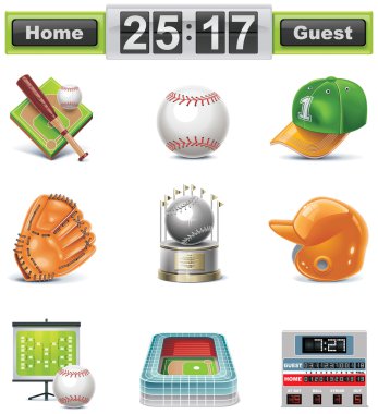 Vector baseball-softball icon set clipart