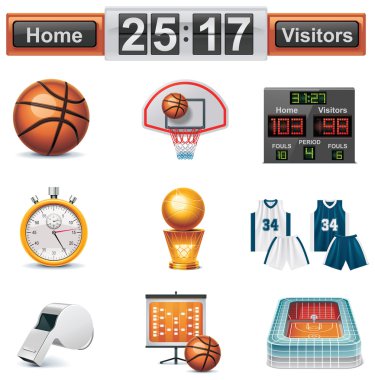 Vector basketball icon set clipart