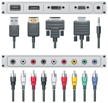 Vector video and audio connectors clipart