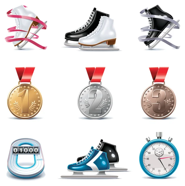 Conjunto de iconos de patinaje sobre hielo vector — Vector de stock
