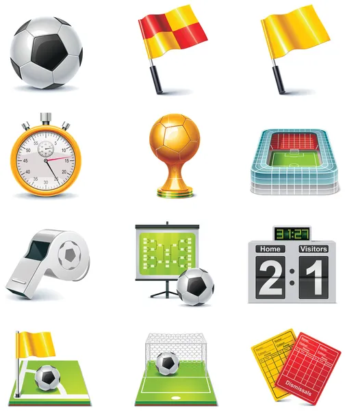 Vector icono de fútbol conjunto — Archivo Imágenes Vectoriales