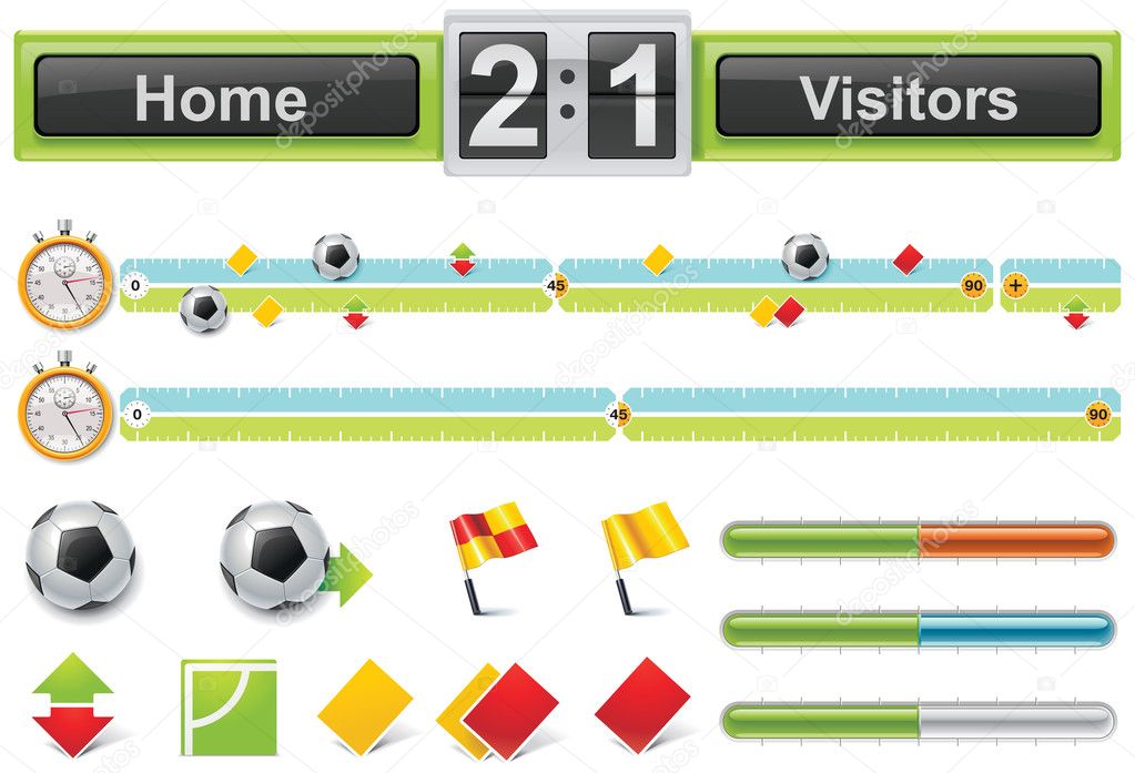 Vector soccer match timeline