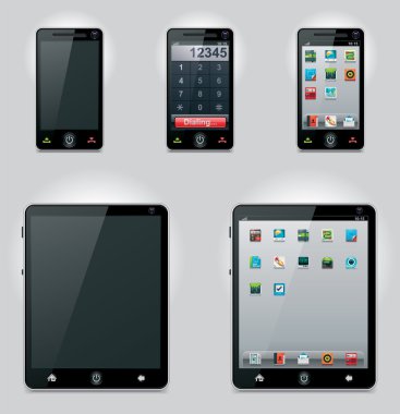 Vector tablet computer and mobile phone icons clipart