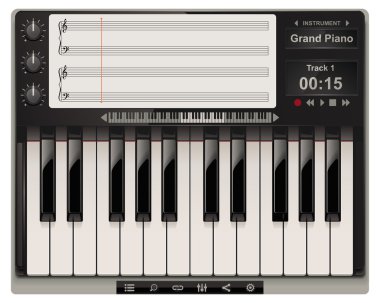 Vector piano template with icons clipart