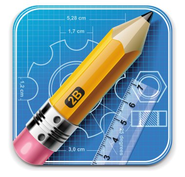 Vector technical drawing square XXL icon clipart