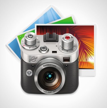 Vector retro camera and photos XXL icon clipart