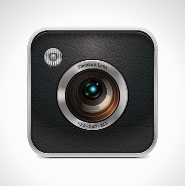 Vector square retro camera icon clipart